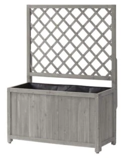 Takasho Planter Box Wooden Trellis Grey Wash 900mm