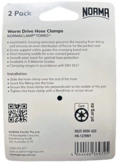 Norma Worm Drive Hose Clamps Torro BW 8-12mm W1 9mm - 2 Pack 7 Norma Worm Drive Hose Clamps Torro BW 8-12mm W1 9mm - 2 Pack -Plant Care Shop 6893945 2 1