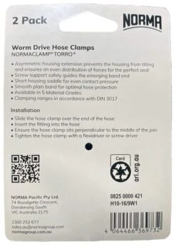 NORMA Worm Drive Hose Clamps Torro 9mm BW 10-16mm W1 Galv 2Pk -Plant Care Shop 6893952 2 1