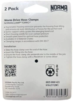 Norma Worm Drive Hose Clamps Torro BW 16-27mm W1 12mm - 2 Pack 7 Norma Worm Drive Hose Clamps Torro BW 16-27mm W1 12mm - 2 Pack -Plant Care Shop 6893978 2 1