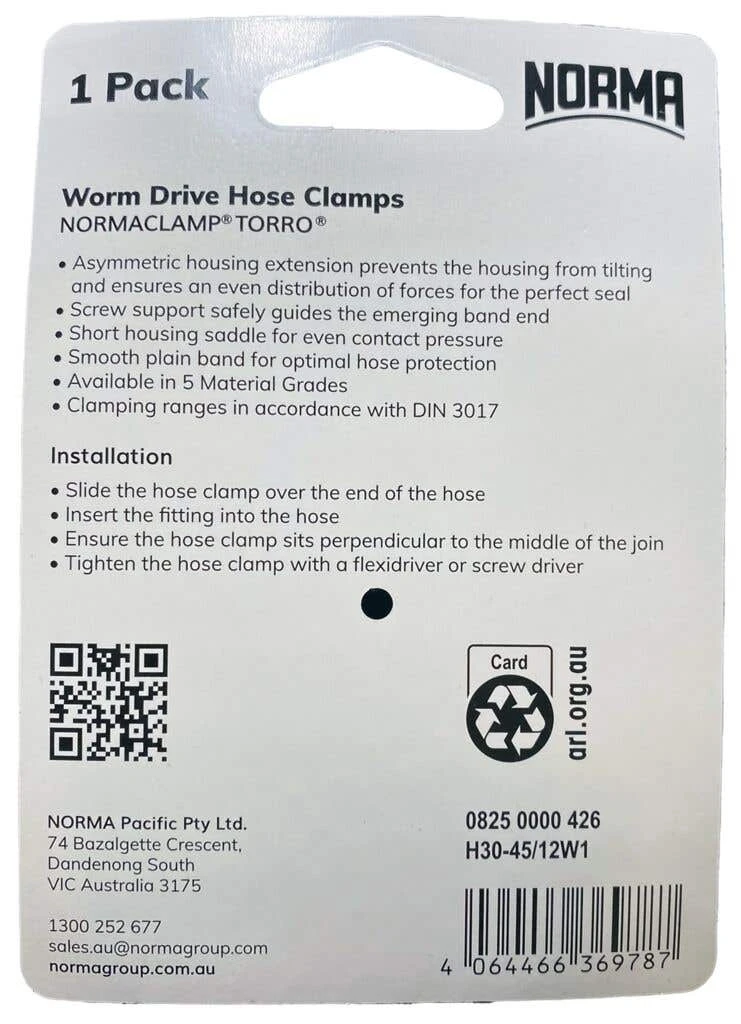 Norma Worm Drive Hose Clamps Torro BW 30-45mm W1 12mm 5 Norma Worm Drive Hose Clamps Torro BW 30-45mm W1 12mm - Image 3