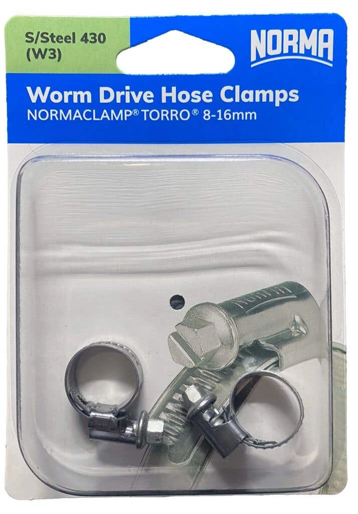 Norma Worm Drive Hose Clamps Torro BW 8-16mm W3 9mm - 2 Pack 4 Norma Worm Drive Hose Clamps Torro BW 8-16mm W3 9mm - 2 Pack - Image 2