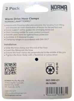 Norma Worm Drive Hose Clamps Torro BW 8-16mm W3 9mm - 2 Pack 7 Norma Worm Drive Hose Clamps Torro BW 8-16mm W3 9mm - 2 Pack -Plant Care Shop 6894059 2 1