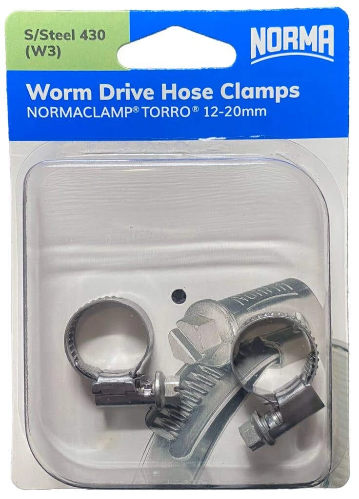 Norma Worm Drive Hose Clamps Torro BW 12-20mm W3 9mm - 2 Pack 4 Norma Worm Drive Hose Clamps Torro BW 12-20mm W3 9mm - 2 Pack - Image 2