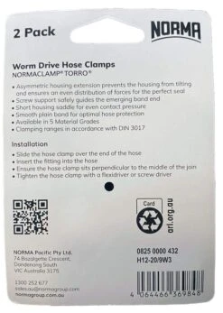 Norma Worm Drive Hose Clamps Torro BW 12-20mm W3 9mm - 2 Pack 7 Norma Worm Drive Hose Clamps Torro BW 12-20mm W3 9mm - 2 Pack -Plant Care Shop 6894067 2 1
