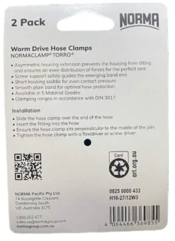 Norma Worm Drive Hose Clamps Torro BW 16-27mm W3 12mm - 2 Pack -Plant Care Shop 6894075 2 1