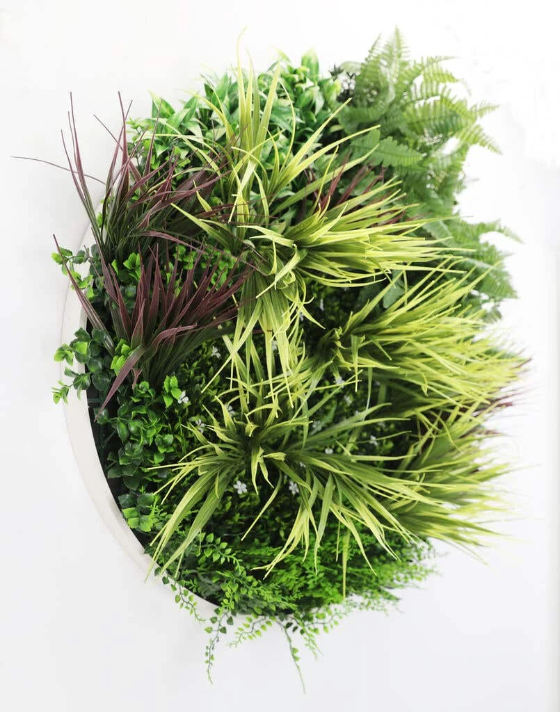 Grassy Fern Slimline UV Resistant Artificial Wall Disc White 800mm 4 Grassy Fern Slimline UV Resistant Artificial Wall Disc White 800mm - Image 2
