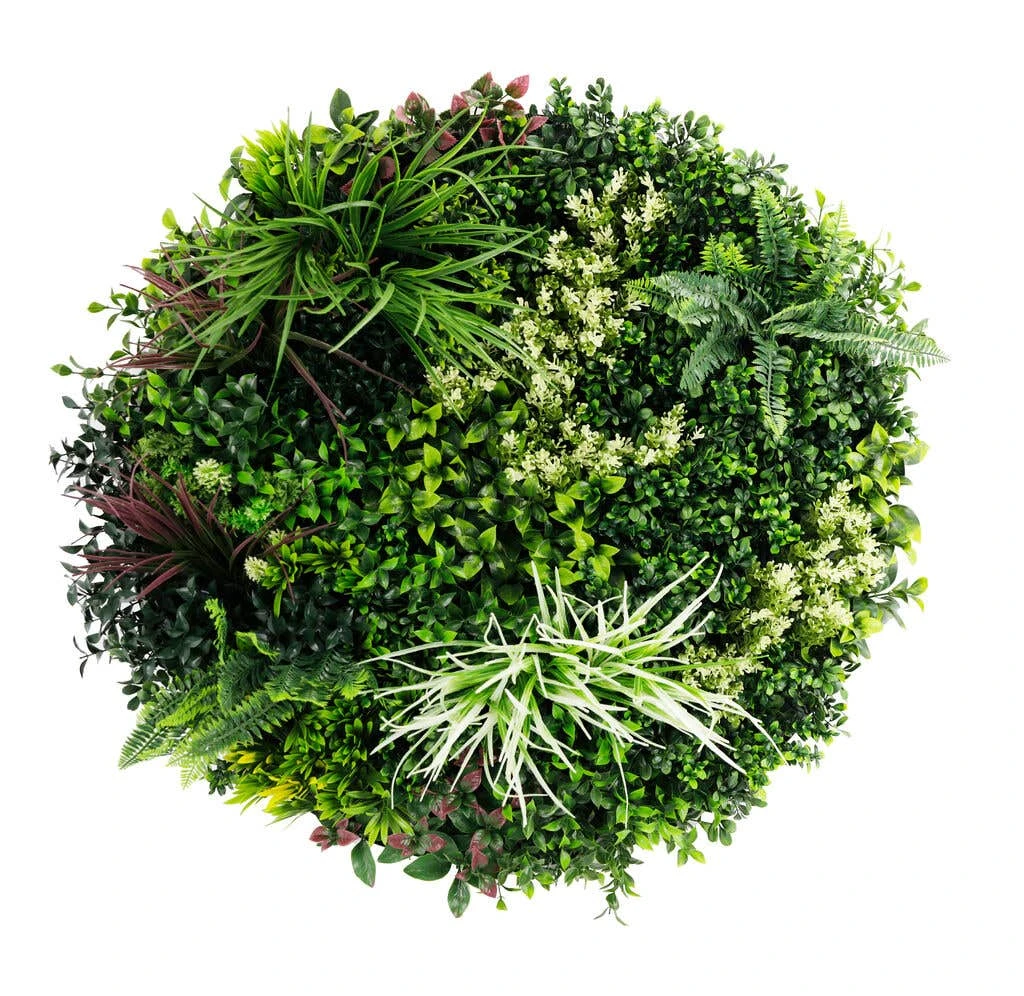 Mixed Leaf Slimline UV Resistant Artificial Wall Disc White 800mm 3 Mixed Leaf Slimline UV Resistant Artificial Wall Disc White 800mm