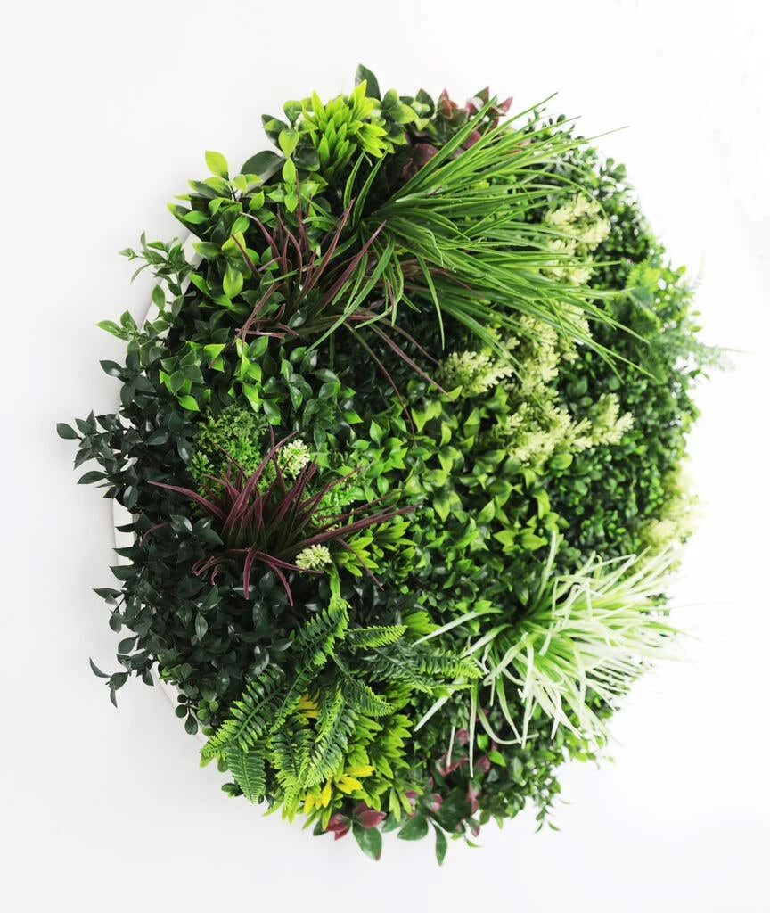 Mixed Leaf Slimline UV Resistant Artificial Wall Disc White 800mm 4 Mixed Leaf Slimline UV Resistant Artificial Wall Disc White 800mm - Image 2