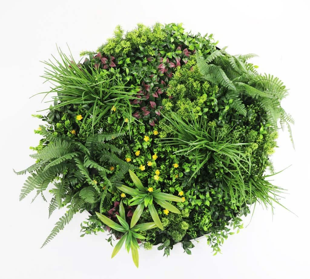 Country Fern Slimline UV Resistant Artificial Wall Disc White 800mm 3 Country Fern Slimline UV Resistant Artificial Wall Disc White 800mm