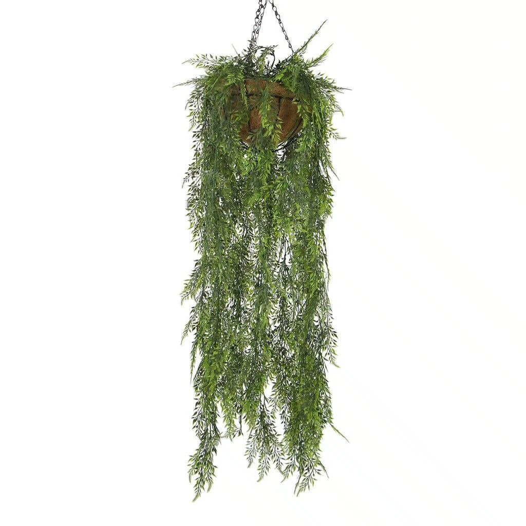Mixed Fern Coco Fibre Artificial Hanging Basket UV Resistant 1.35m 3 Mixed Fern Coco Fibre Artificial Hanging Basket UV Resistant 1.35m