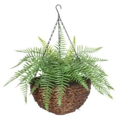 Artificial Fern UV Resistant Woven Hanging Basket
