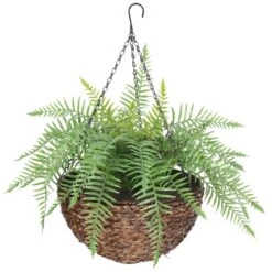 Artificial Fern UV Resistant Woven Hanging Basket -Plant Care Shop 7030166 3 5