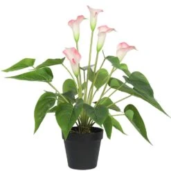 White & Pink Calla Lily Artificial Plant 500mm -Plant Care Shop 7030505 2 5