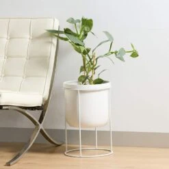 Pot With Stand Siene 42cm White