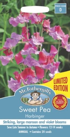 Mr Fothergills Sweet Pea Flowering Seeds Harbinger 20 Pack
